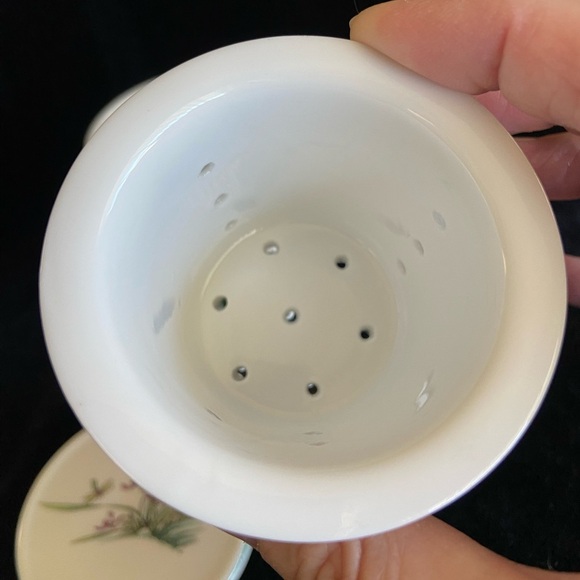 Wanlangtang Ceramics Tea Cup Coffee Mug with Lid Coaster & Strainer w/ Flowers - Picture 6 of 12